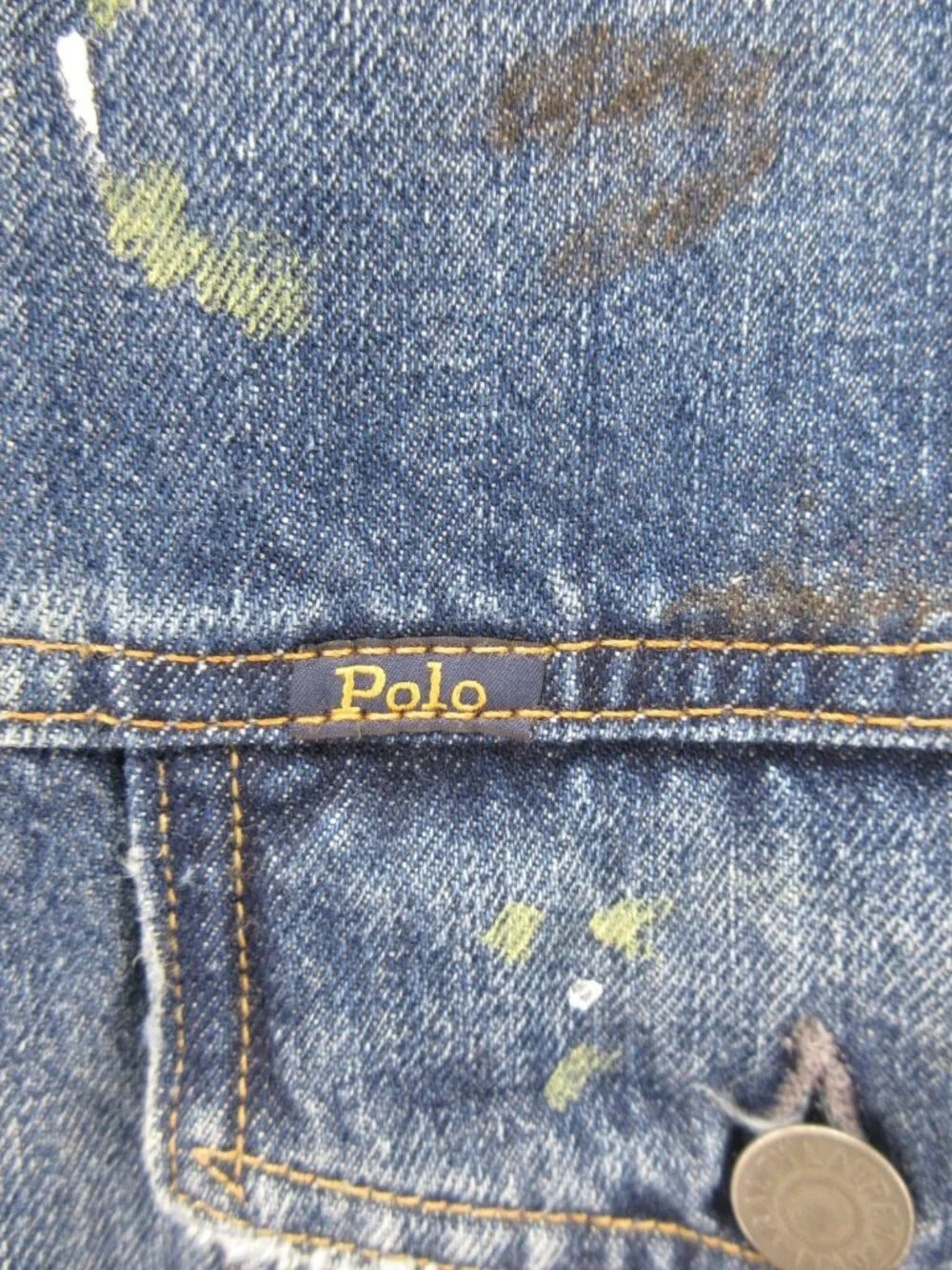 Polo Ralph Lauren Denim Supply Jacket XXL Trucker Paint Distressed